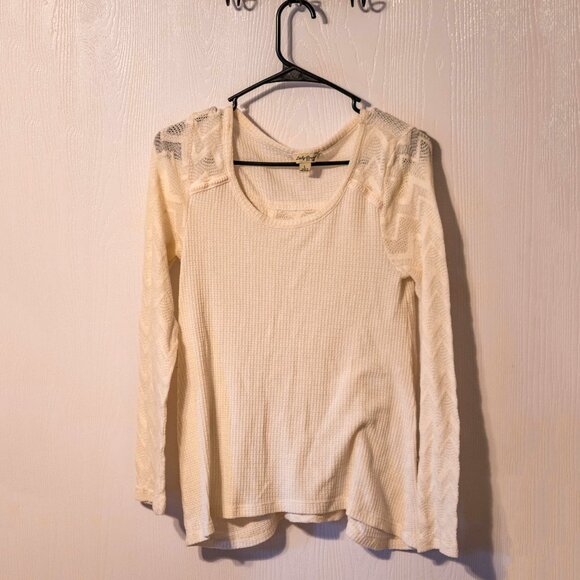 Lucky Tops - Lucky Brand Cream Textured Long Sleeve Top – Size L